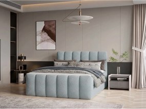 Stylowe łóżko tapicerowane KORA 180x200 cm w tkaninie CENTAUR 9 jasnoniebieskiej