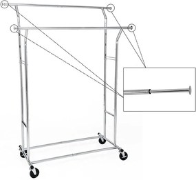 Srebrny wieszak na kółkach do przedpokoju i garderoby - Nepla