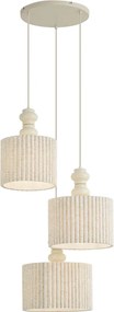 Lampa wisząca Japandi beżowa z lnianym abażurem 3-punktowa - Fedde