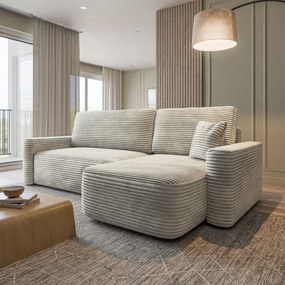 Masseno Narożnik NERI z funkcją spania i pojemnikiem na pościel Narozniki L, Rozkładana sofa - Jasnoszary, TILIA 83