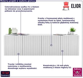 Biała ścienna szafka rtv z lamelami - Filo 6X