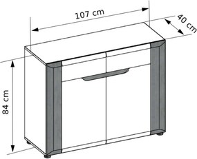 Komoda z Szufladami do Salonu NOVO 107 cm Biała / beton Nowoczesna