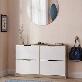 Wózek na buty sonoma/biały 116.6x22x72.5 luca