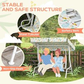 AIYAPLAY Huśtawka ogrodowa dla dzieci, rama stalowa, 2-osobowa, 60 kg nośności, Biała