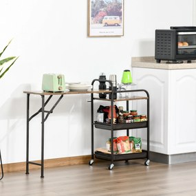 HOMCOM Wózek kuchenny wózek do serwowania z blatem regał rustykalny brąz