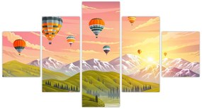 Obraz balonów nad krajobrazem (125x70 cm)