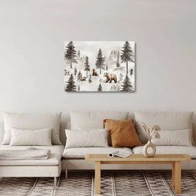 Obraz na szkle - Las z niedźwiedziami (70x50 cm)