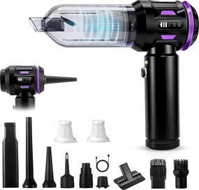 Nettlife 17000Pa Bezprzewodowy odkurzacz ręczny – Mocny mini odkurzacz samochodowy 4 w 1 – Silnik bezszczotkowy 3-biegowy – Do samochodu, domu i sierści zwierząt