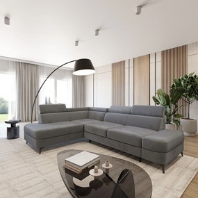 Masseno Narożnik AVISE z funkcją spania i pojemnikiem na pościel Narozniki L, Rozkładana sofa - Szary, MONOLITH 85