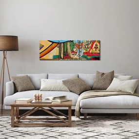 Obraz motywami egipskimi (z zegarem) (90x30 cm)
