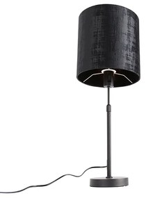 Lampa stołowa czarna welurowa klosz czarna 25 cm regulowana - Parte Nowoczesny Oswietlenie wewnetrzne