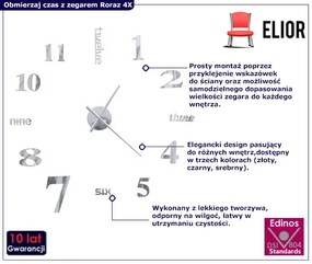 Srebrny zegar ścienny 100 cm - Roraz 4X