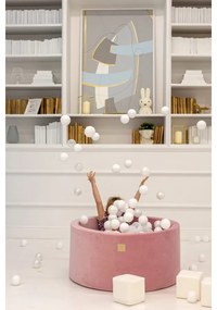 Okrągły suchy basen z piłeczkami 7cm dla dziecka, 90x30cm/250 piłek, welurowy, beżowy, model teddy bear - meowbaby®