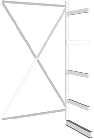META Regał wspornikowy, jednostronny, 250 kg, 2500 x 1330 x 1030 mm, dodatkowy