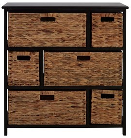 Czarny/naturalny regał łazienkowy z litego drewna paulowni 80x76 cm Padstow – Premier Housewares