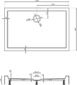 Mexen Flow+ brodzik prostokątny 110 x 90 cm, biały połysk - 46R109011H