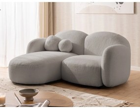 Szary narożnik z materiału bouclé (lewostronny/z szezlongiem) Orbit – Ropez