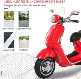 Motocykl dla dzieci HOMCOM z muzyką MP3 marki VESPA czerwony