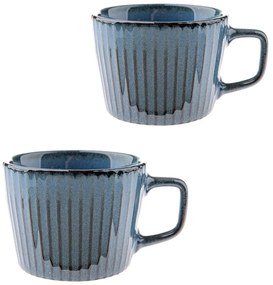 Niebieskie kamionkowe kubki zestaw 2 szt. do cappuccino 190 ml Tone – Dakls