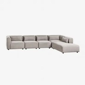 Sofa Modułowy 5-częściowy Z Prawym Szezlongiem Fogler Sztruks Jasny Szary Taupe - Sklum