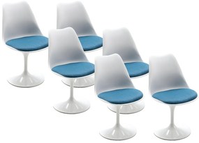 Zestaw 6 krzeseł – polipropylen i metal – kolor niebieski i biały  XAFY