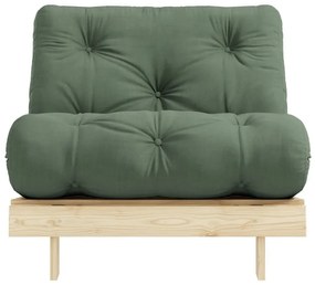 Fotel rozkładany z zielonym obiciem Karup Design Roots Raw/Olive Green