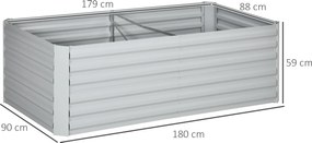 Outsunny Skrzynka na rośliny, Przenośna grządka do sadzenia, pielęgnacji roślin, Wysoki grząd, Stal, Jasnoszary