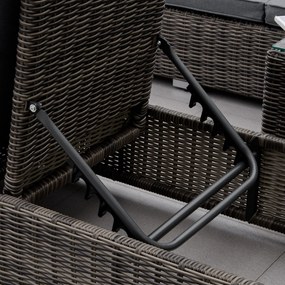 Outsunny polirattanowy leżak ogrodowy z bocznym stolikiem regulowanym aluminium