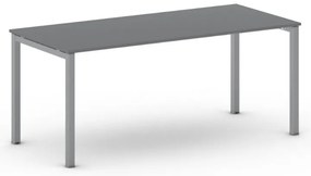 Stół konferencyjny do biura PRIMO SQUARE, 180x80 cm, szaro-srebrna podstawa, grafit