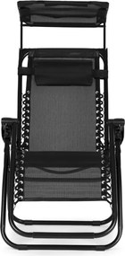 Składany leżak ogrodowy z regulowanym daszkiem Corfu 009, czarny