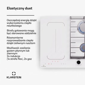 Klarstein Multichef 60cm Płyta Kombinowana 4 Strefy Gotowania Biały