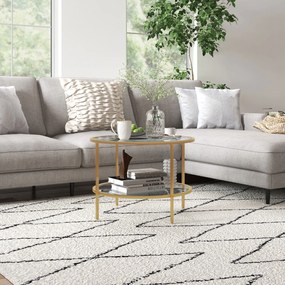 HOMCOM Stolik pomocniczy, nowoczesne wzornictwo, 2 poziomy, Ø60x43H cm, odcień złota