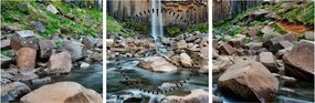 Obraz - Wodospad Svartifoss, Islandia (z zegarem) (90x30 cm)