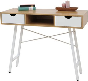 Stolik konsolowy MCW-E92,  naturalny brązowy biały