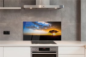 Panel szklany do Kuchni Samotne Drzewo pod Chmurami