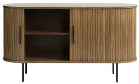 Brązowa niska komoda w dekorze dębu z drzwiami przesuwnymi 140x76 cm Nola – Unique Furniture