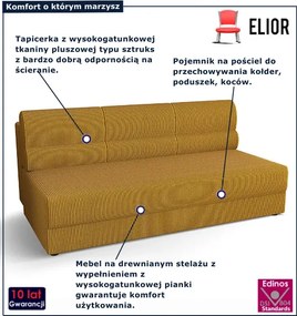 Musztardowa sztruksowa wersalka rozkładana G9-P33