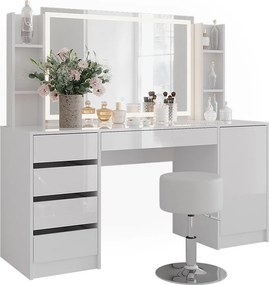 Stół do toalety biały/biały wysoki połysk 158.2x50.1x76 sherry