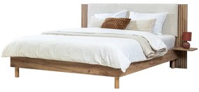 Beżowe łóżko dwuosobowe ze stelażem 140x190 cm Lior – Bobochic Paris