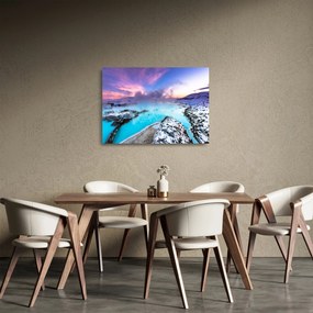 Obraz na szkle - Błękitna laguna na Islandii (70x50 cm)