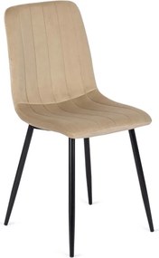 Krzesło Tapicerowane do Jadalni IBIS Beżowe Welurowe Nowoczesne Loft