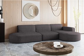 Narożnik w kształcie L Modena L, tkanina Poso, Ciemnoszary, Prawy