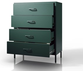 Komoda, szafka metalowa butelkowa zieleń Modern CARLA, 800 x 1015 x 400 mm