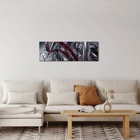 Obraz szarej abstrakcji (z zegarem) (90x30 cm)