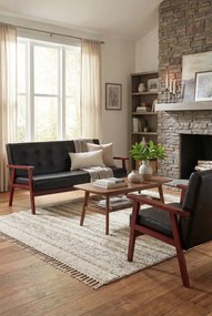 Czarny zestaw wypoczynkowy tapicerowany ekoskórą T8-W67