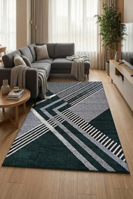 Nowoczesny szaro - zielony dywan w geometryczny wzór A5-G19