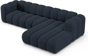 Ciemnoniebieski narożnik z tkaniny szenilowej (prawostronny/z szezlongiem) Lupine – Micadoni