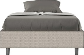 Łóżko wyposażone w stelaż z listwami tapicerowane 120x200 tkaniny Labirinto 1 biały Azelia