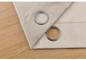 Beżowa zasłona zaciemniająca VELVET 140x250 cm Zawieszanie: Metalowe pierścienie