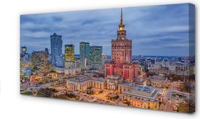 Obraz canvas na ścianę Panorama Warszawy o Zachodzie Słońca
